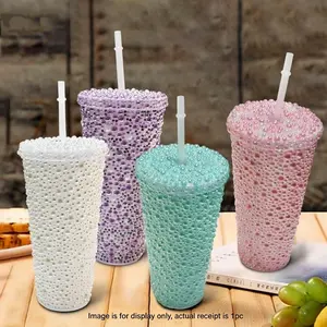 1PCS500MLHot Selling Water Cup, Coffee Mug, Fun Diamond-Encrusted Straw Cup, Dual-Layer Large Capacity, Women/girls Gift, Valentine's Day Present