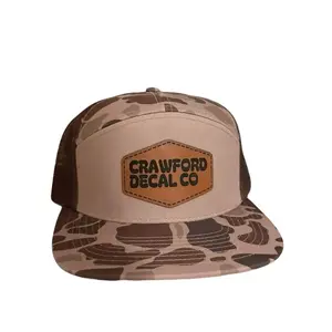 Crawford Decal Co Duck Camo Richardson 112 SnapBack Adjustable Premium Hat with Leather Patch and Camouflage Design