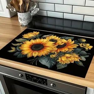 Sunflower Pattern Silica Gel Stove Pad, Heat Resistant Kitchen Mat, Absorbent Non-Slip Table Cover, High Temperature Home Use