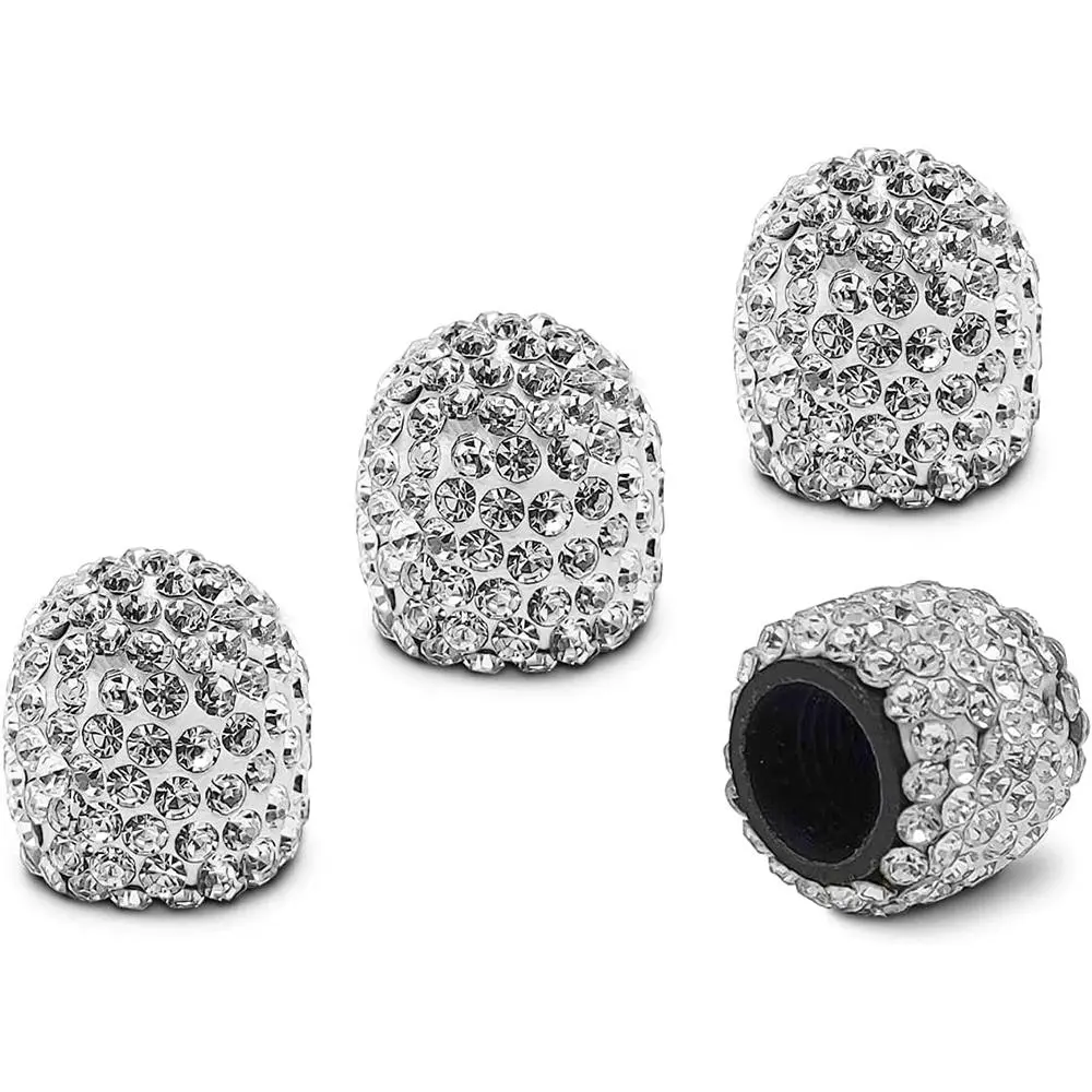 Rhinestone Decor Car Tire Valve Cap for Fall Gift, 4 Counts Tire Stem Valve Cap, Universal Tire Stem Caps for Cars, Motorcycles and Trucks, Girl Car Accessories, Car Gadgets