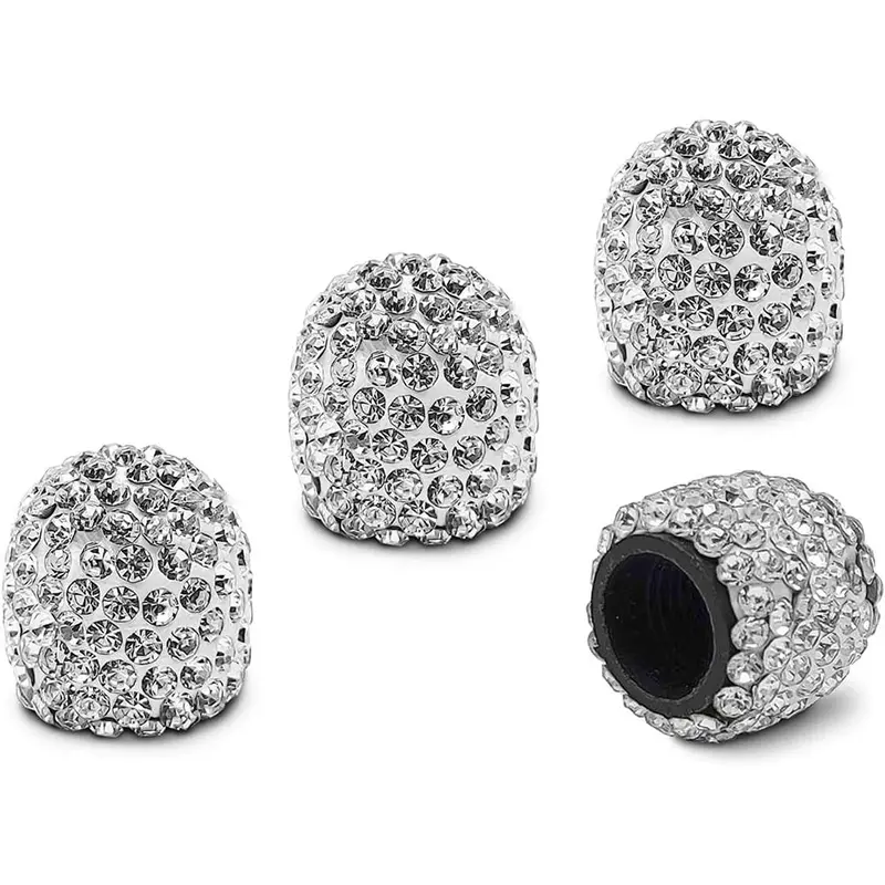 Rhinestone Decor Car Tire Valve Cap for Fall Gift, 4 Counts Tire Stem Valve Cap, Universal Tire Stem Caps for Cars, Motorcycles and Trucks, Girl Car Accessories, Car Gadgets