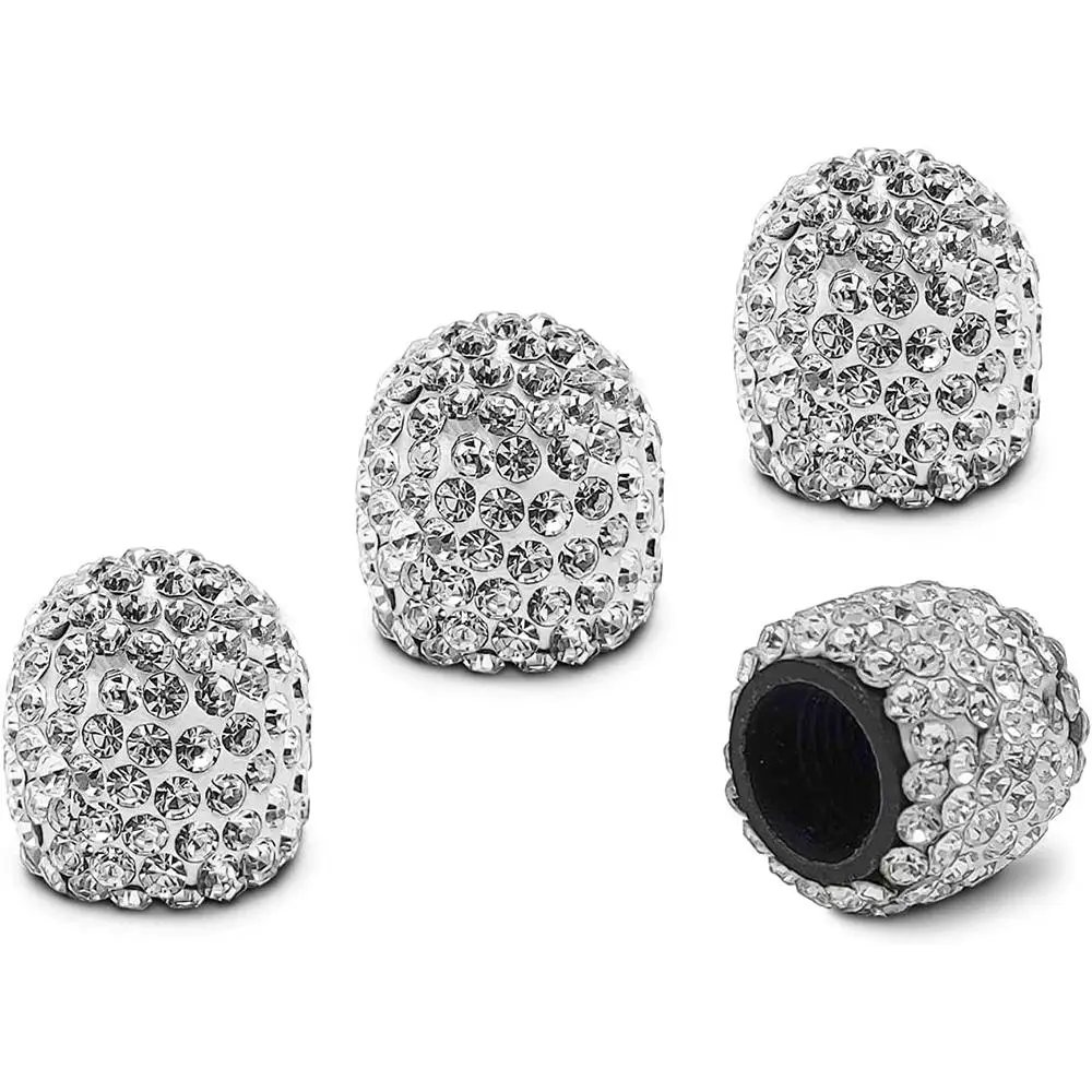 Rhinestone Decor Car Tire Valve Cap for Fall Gift, 4 Counts Tire Stem Valve Cap, Universal Tire Stem Caps for Cars, Motorcycles and Trucks, Girl Car A