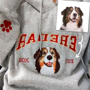 Custom Dog Hoodie Embroidered Dog Namepersonalized Pet Face Sweatshirt From Your Photo Varsity Style Hoodiegifts For Dog Lovers