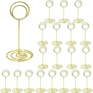 Table Number Holders 20Packs - 3.35 Inch Table Number Stands Place Card Holder for Wedding Party Graduation Reception Restaurant Home Photo Picture Office Memo (Gold, 3.35")