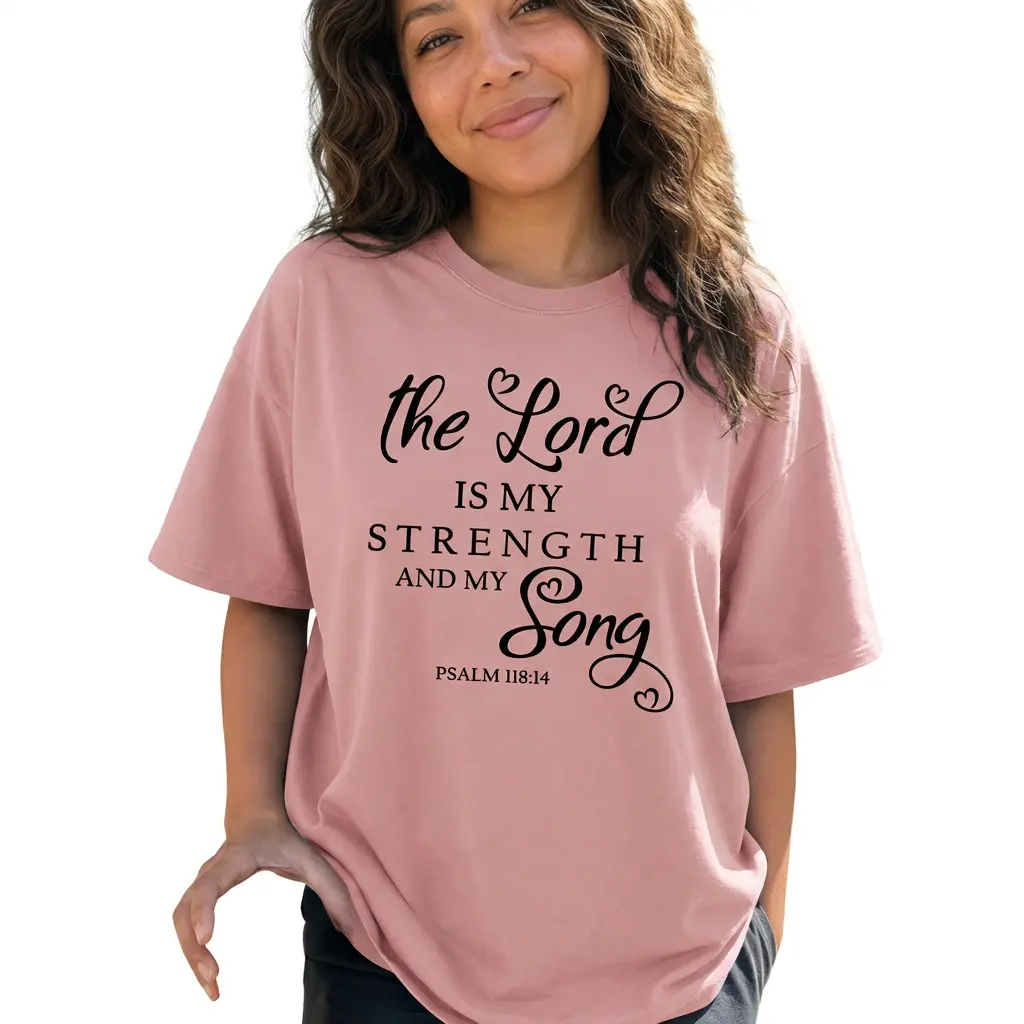Christian Graphic Tee Women Plus Size Bible Verse Shirt The Lord Is My Strength