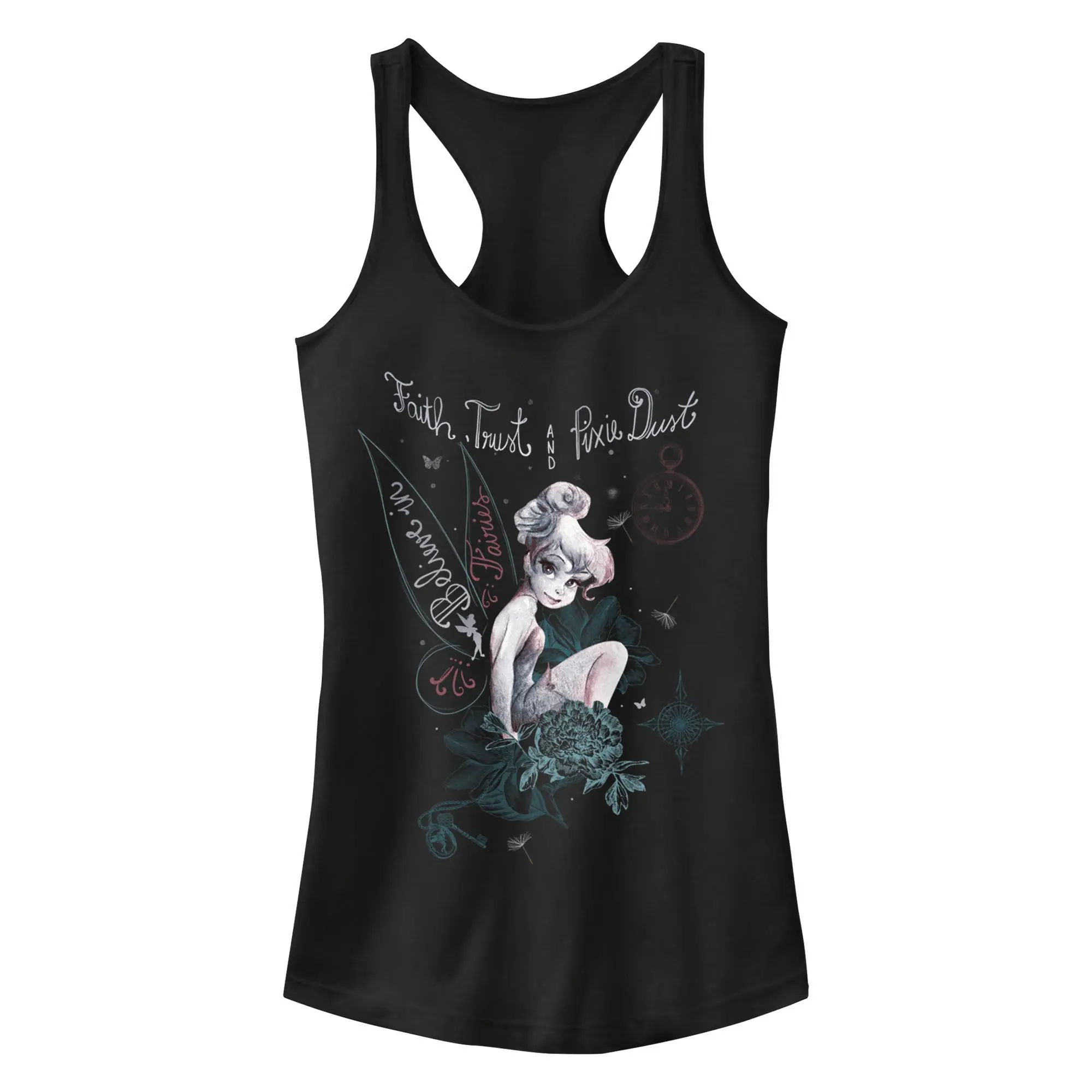 Junior's Peter Pan Tinker Bell Believe in Fairies Racerback Tank Top