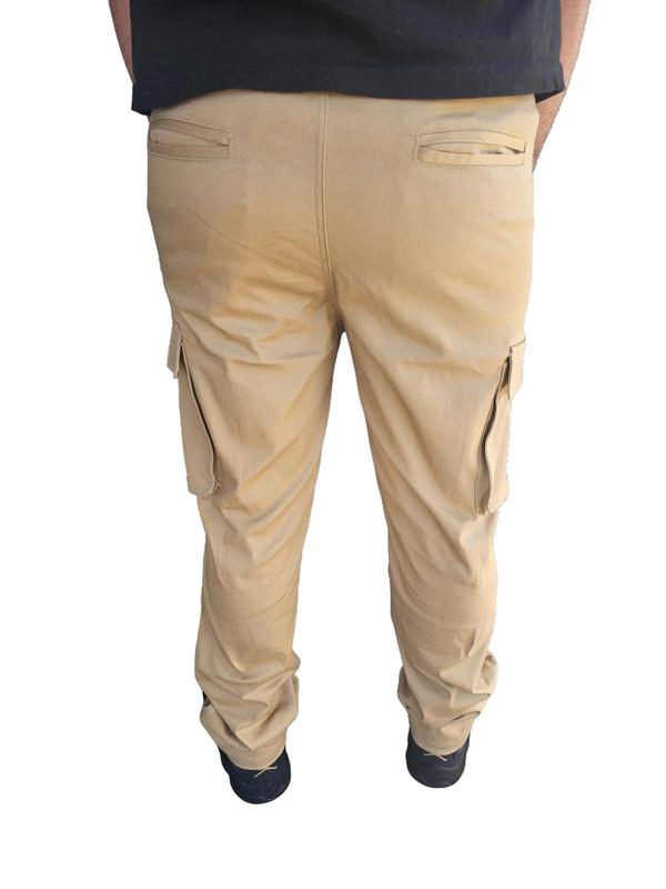 3-Pack Men's Flex-Stretch  one size down for a perfect fit.   Cotton Cargo Pants 31-Inch Inseam  FSH- Comfortable Durable Plain Design in Black Khaki & Navy Blue