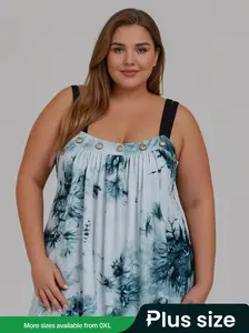 【Plus Size】 Tie Dye Print Tanktop, Casual Sleeveless Top for Summer, Women's Plus Clothing for Daily Wear