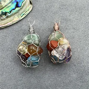 Ornament Exaggerated Seven-Color Charla Crystal Gravel Pendant Mesh Woven Couple Necklace