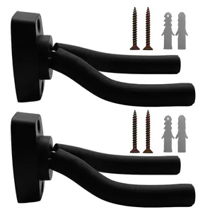 Guitar Wall Hanger Stands Ukulele Wall Mount 2 Pack Violin Hook Keep Holder Display Rack Bracket for Most Guitar Bass Accessories Full Size Solid Wood Set