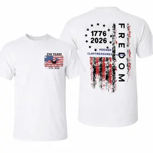 250 Years America Anniversary 250th Independence Day Freedom T-Shirt, Semiquincentennial Celebration 1776-2026 Shirt, Patriotic American Flag Gifts Casual Daily Wear Tee For Men & Women, Apparel Made In The USA Menswear Top