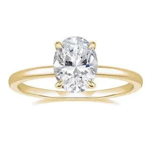 EAMTI 14K Gold Plated Engagement Rings 3CT Oval Cut Solitaire Cubic Zirconia CZ Wedding Promise Rings for Her Wedding Bands for Women