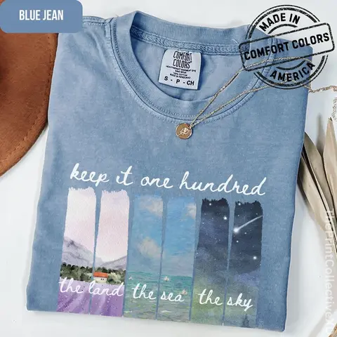 Comfort Colors Keep It 100 Land Sea Sky Shirt | Fate of Ophelia TS Showgirl Inspired T-Shirt