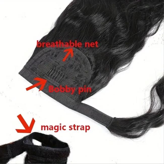 "Brazilian Body Wave 100% Human Hair Ponytail Extension, Clip In Magic Ponytail Hairpiece, Natural Black 8-30 Inch, Easy Wear & Long Lasting for Daily & Party Use "	
