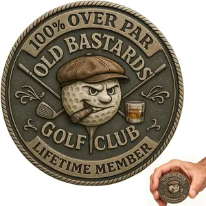 1/2PCS Over Par Old Bastards Golf Coin, DD-214 – It’s a Veteran Thing Commemorative Coin, Funny Golf Challenge Coin for Men with Whiskey Design, Lifetime Golfs Club Member Coins, Gag Gift for Golfs Player and Lover