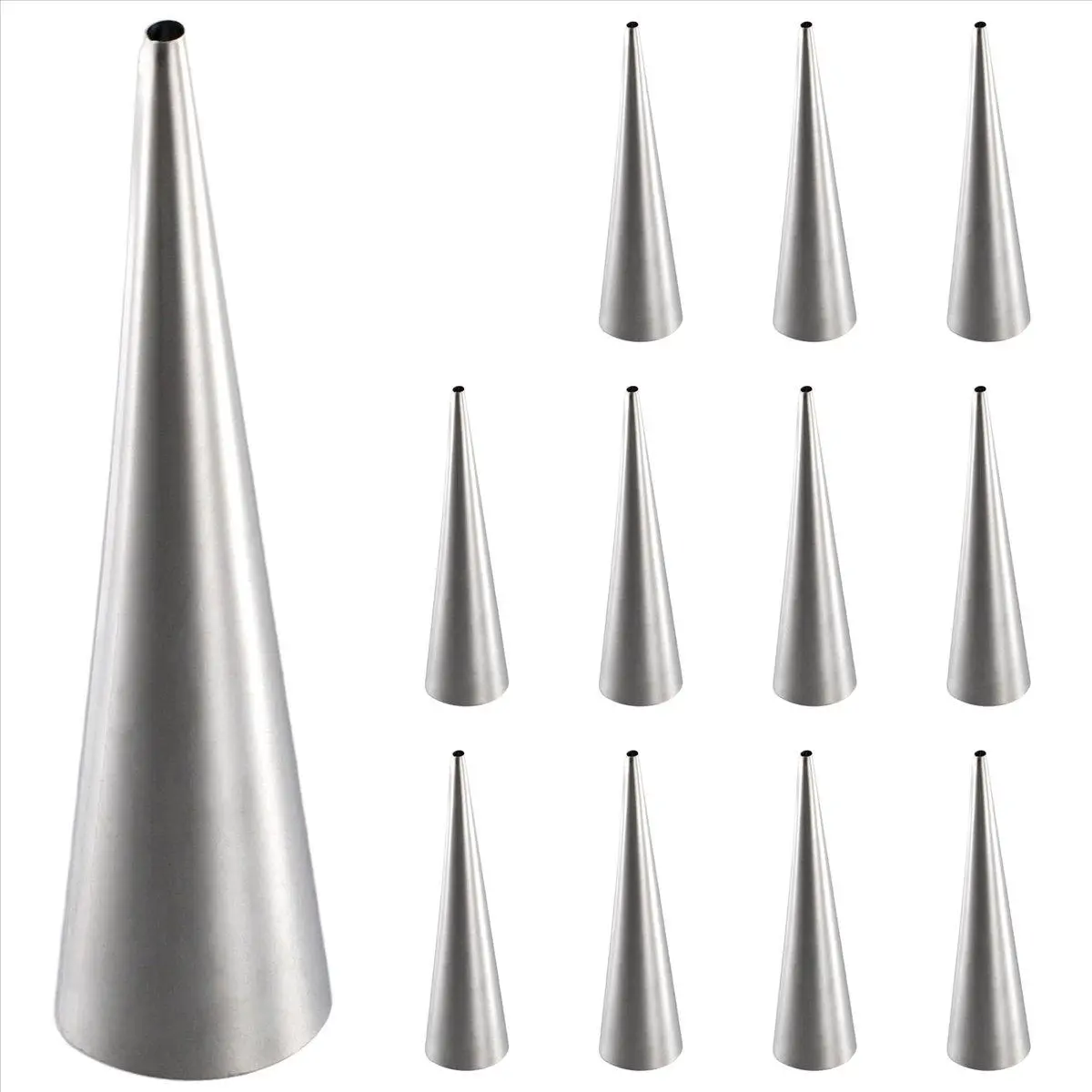 Cream Horn Molds 12Pcs Large Size Baking Cones Stainless Steel Roll Horn Forms Conical Danish Pastry Croissant Cones Moulds