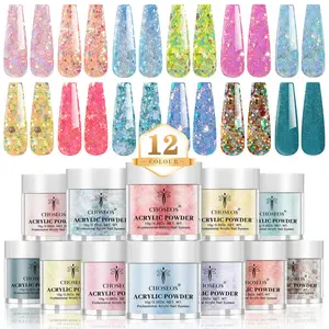 12-Color Acrylic Dip Powder Set for 3D Nail Art Extension, Long-Lasting Beauty, Professional Grade, Unscented, Ideal Gift for Mother's Day, Halloween, Easter, Christmas, Valentine's - Premium Manicure Kit