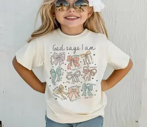 Youth + Adult God Says I Am Loved Christian Youth Shirt, Bow Bible Verse Tee for Boy or Girl, Faith-Based Sunday School Outfit, Inspiring Gift for Little