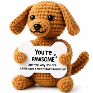 Crochet Dog Desk Decor Gift with Encouragement Card – Dog Lover Gift & Coworker Gift | Cute Desk Decor for Friends, Pet Lovers & Graduation