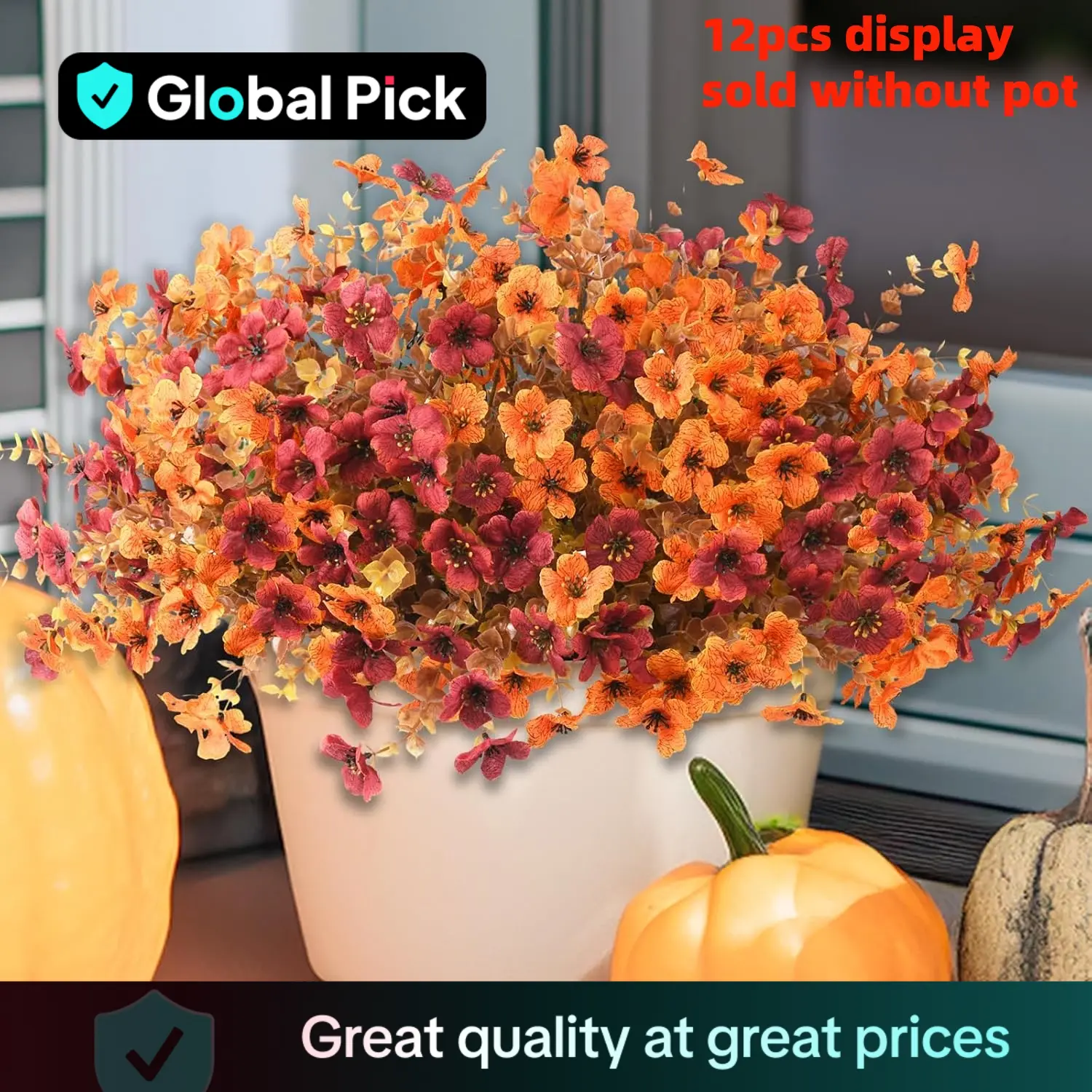 12 Artificial Autumn Flower Simulation Plants, Decorative Thanksgiving Halloween Christmas Wedding Party Home Garden Decoration Flowers