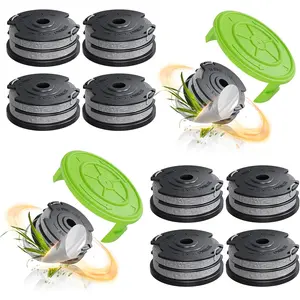 12 Pack 0.065" Trimmer Line Compatible with Greenworks Weed Wacker, 18Ft String Trimmer Refill Dual Line Weed Eater String Replacement Spool (10-Pack) Cap Cover(2-Pack)