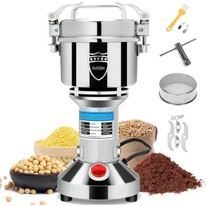 2000W Electric Grain Mill , 550g High Capacity Stainless Steel Pulverizer, Heavy Duty  &   for Dry Ingredients, 50-300 Mesh  Machine for  & Commercial Use