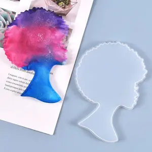 AFRO Woman Coaster Mold for Resin Craft Tray Mold