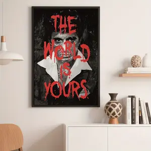 A Frameless Canvas Painting, A Classic Movie Canvas Poster: The World Belongs to You, Art Deco Style - Suitable for Living Room, Bedroom, Kitchen, Home Office, Bathroom, Indoor/Outdoor Use, Home Decor Wall Art