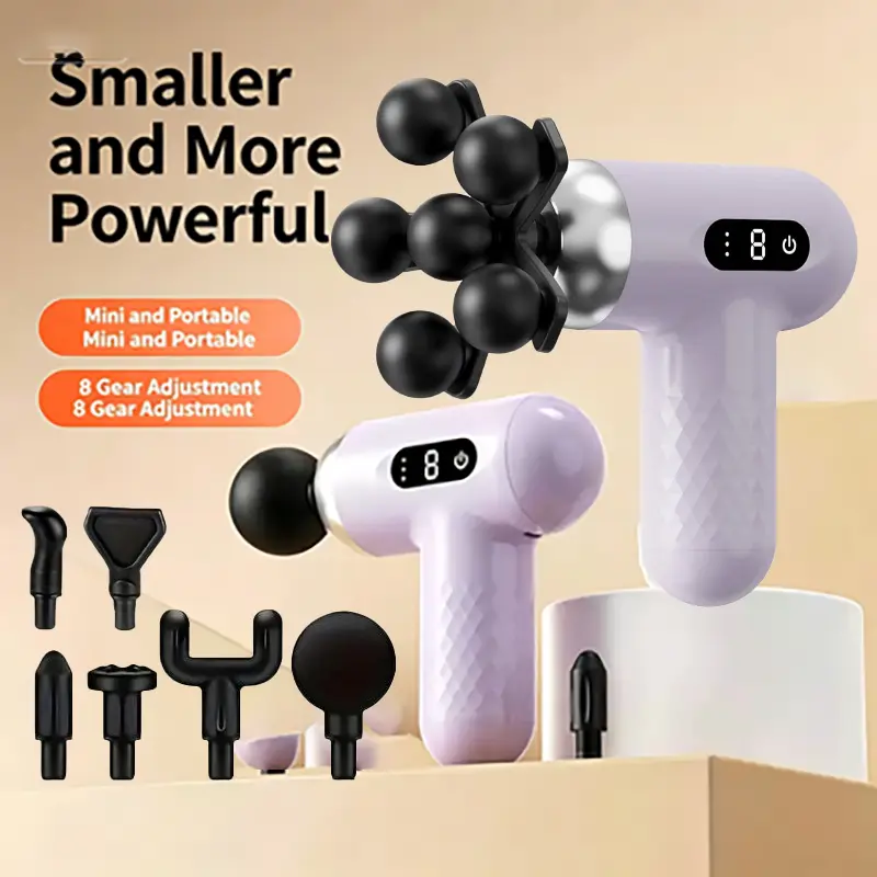 Professional 6-Ball Rechargeable Massage Gun, 8-Level Adjustable Ultra-Quiet Deep Tissue Massager, Lightweight Sports Relaxation Aid for Shoulders, Neck & Back, Ideal Fitness Gift