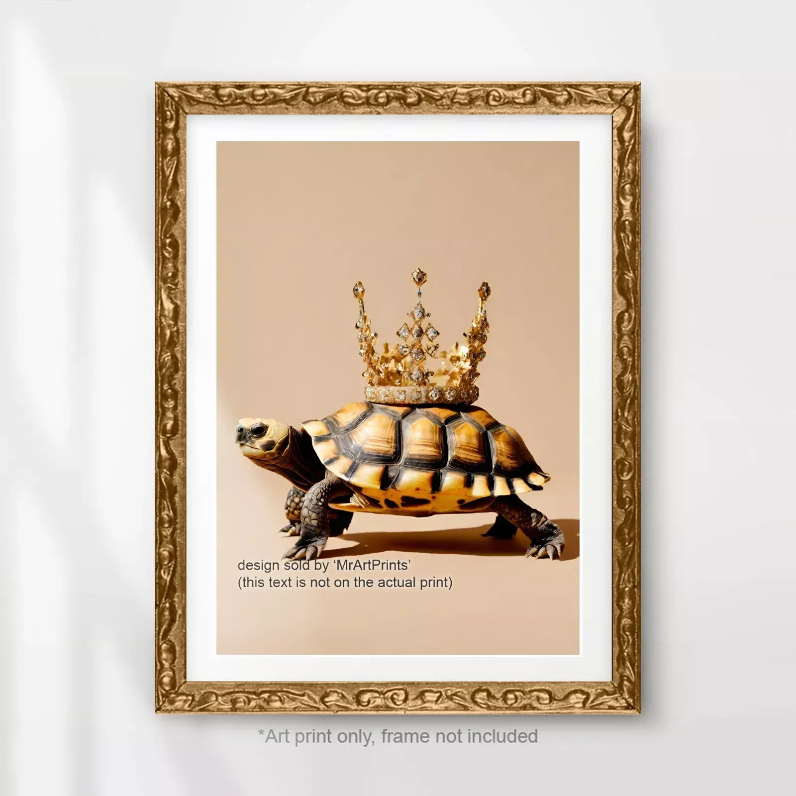 TORTOISE Gold Royal Crown Art Print Poster Glam Luxury Jewels King Queen Wall