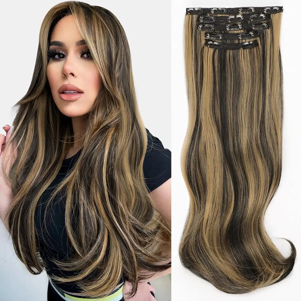 20 Inch Clip In Human Hair Extensions 120g Thick Ends Lace Weft Amazon.com : Caliee Hair Extenisons Clip in Human Hair  main image 3