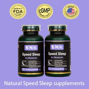 BNH Speed Sleep Natural melatonin-free supplement for improved sleep quality. Ideal for chronic sleep deprivation and insomnia. 180 capsules. Made in the USA.