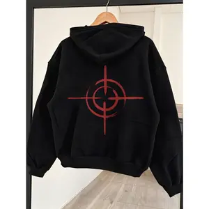 Women'S Oversized Fleece Pullover Hoodie with Red Target Graphic Print - Cozy Loose-Fit Winter Sweatshirt, Drawstring Hood & Minimalist Target Design, Casual Warm Fall/Winter Clothing for Everyday (No Belt/Hem Adjustments)