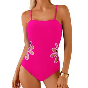 Aleumdr Women's One Piece Swimsuits Adjustable Spaghetti Straps Floral Cutout Bathing Suits Beach Summer Swim Outfits SwimWeek Vacationoutfits Summerstyle