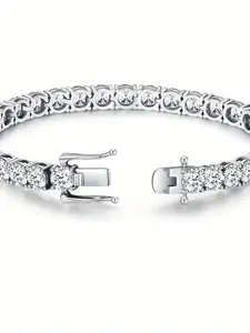 925 Silver Moissanite Bracelet, 18k Gold Sparkle, Birthday & Christmas Gift, Daily Luxury Jewelry, Boho Style Hand Chain