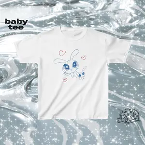 NewJeans Minji Doodle 90s Y2K Baby Tee, Bunnies Tokki Shirt, NewJeans Fan Gift, NewJeans Merch, KPOP, Minji Hanni Danielle Haerin Hyein