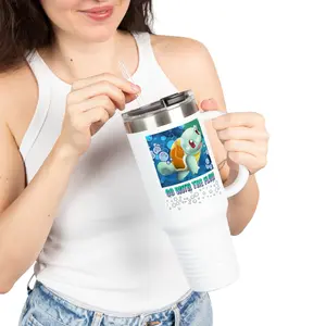 Casa De Hustle 40oz Stainless-Steel Insulated Travel Mug | Go With the Flow Motivational Tumbler with Straw & Lid