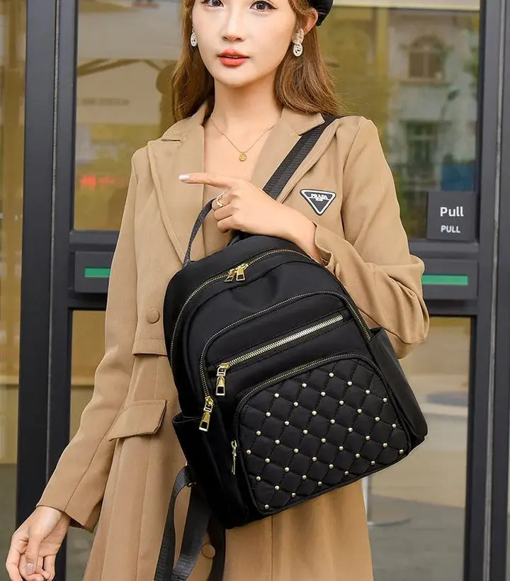 Oxford Cloth Ladies Backpack Large Capacity Casual Travel Outdoor Women's Bag Commuter Small Backpack Waterproof Zipper