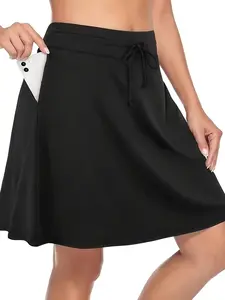Women's Active Skort with Inner Shorts and Pockets - Athletic Skirt for Tennis, Golf, Running, Drawstring Waist Skorts