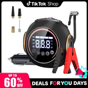 【Deal】Black Friday  Ultra Portable Tire Inflator for Pickup Trucks , RV  3-in-1 Air Pump,Car Jump Starter,Flashlight  6× Faster Inflator with Digital Gauge  Air Compressor for Light Truck, SUV, Compact Car Vehicle Christmas Gift