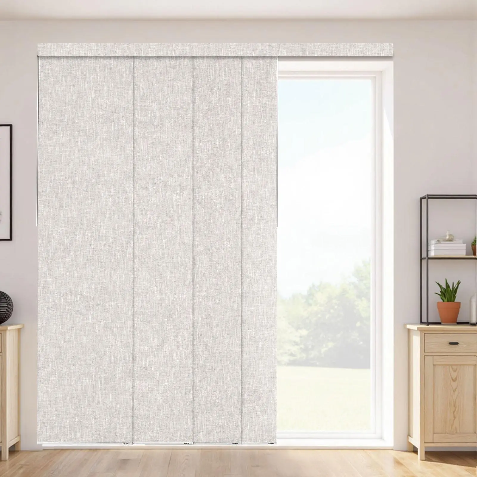 VEVOR Vertical Blackout Panel Track Blinds, Extendable 45.8-86 in W Track, Trimmable Edges Up to 96 in H Curtains, Room Divider for Sliding/Patio Doors, Light Gray