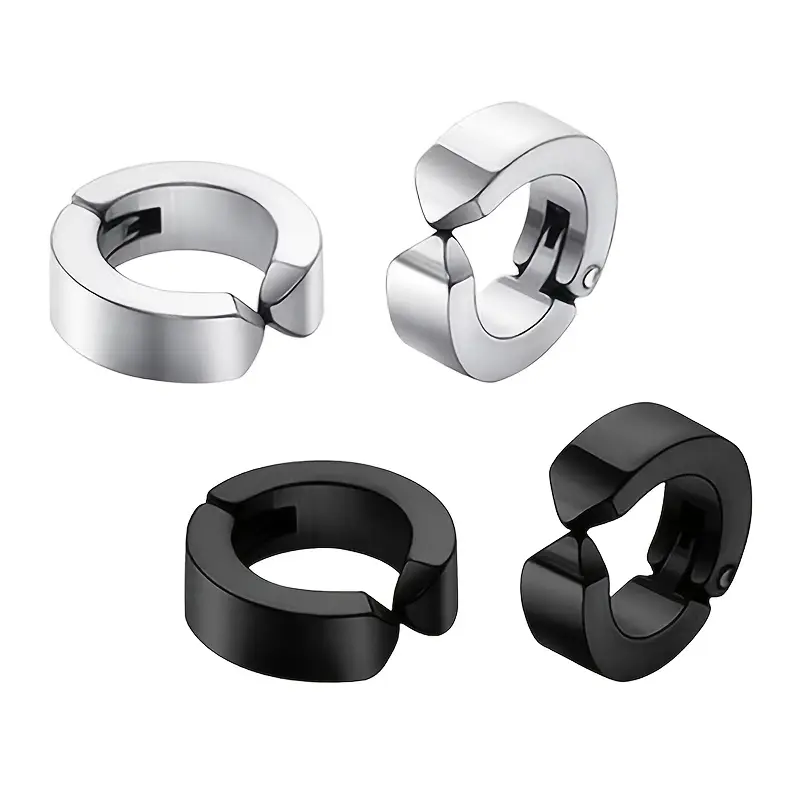 2pcs Anime Chainsaw Man Yoshida Hirofumi Cosplay Ear Clip Earrings Women Men Punk Black No Pierced Fake Ear Circle Pop Jewelry Punk Clip Earrings for Men and Women, No Gems