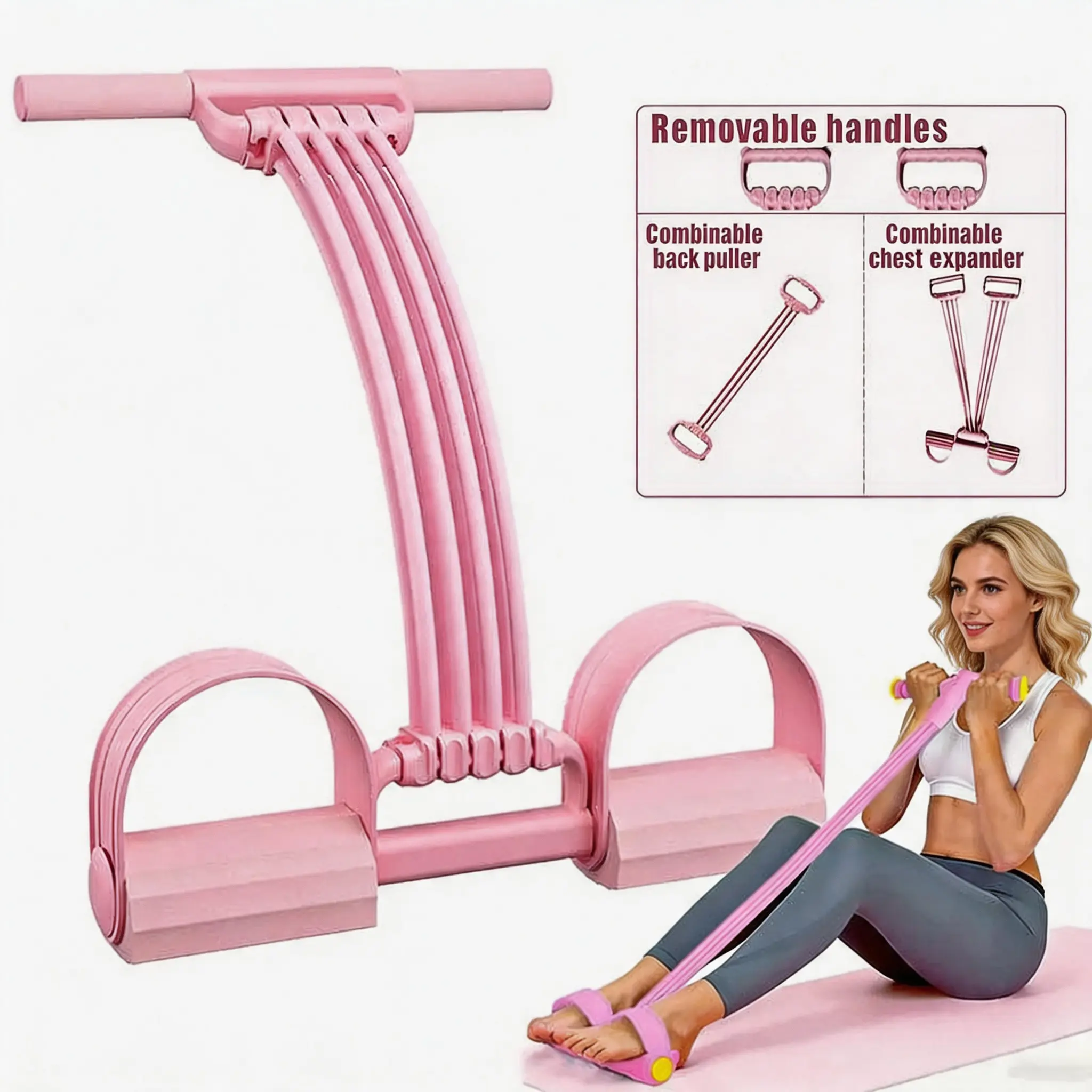 3-in-1 Adjustable TPE Resistance Band Set with Detachable Pedal – Bodybuilding, Gym-Style, Hand-Pulling, Lifting Resistance Bands for Home Full-Body Training, 2026 Portable Fitness Equipment for Abdominal, Leg & Arm Workouts, Bodybuilding Resistance Bands