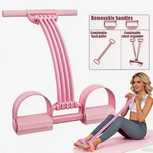 3-in-1 Adjustable Resistance Band Set with Detachable Pedal for Full-Body Training, Portable Home Gym Fitness Equipment, 2026 New Elastic Pull Rope for Abdominal, Leg & Arm Exercises muscle total