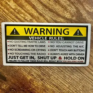Vehicle Rules STICKER 4.5"X2.2"