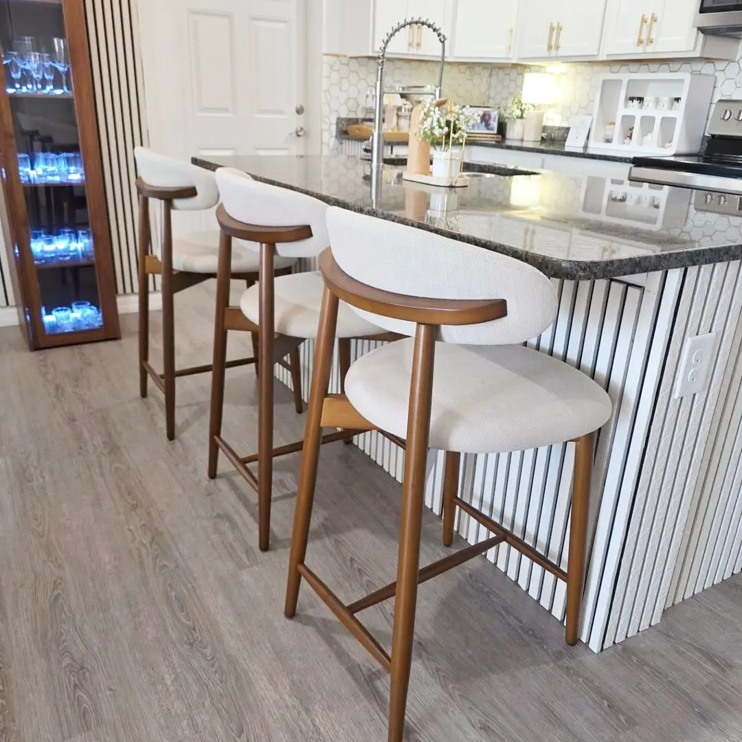 COLAMY ARLA Bar Stool Counter Height Upholstered Wooden Modern Minimalist Contemporary Dining Chair for Stylish Dining Spaces COLAMY ARLA Bar Stool Counter Height Upholstered Wooden Modern Minimalist Contemporary Dining Chair for Stylish Dining Spaces