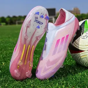 Men's and women's soccer shoes without shoelaces TF/FG training soccer shoes anti slip youth artificial field soccer shoes