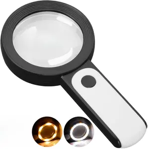 [New Deal] - Magnifying Glass with Light, 30X Handheld Large 18LED Cold and Warm Light with 3 Modes, Illuminated Magnifier for Seniors Reading, Inspection, Coins, Jewelry, Exploring