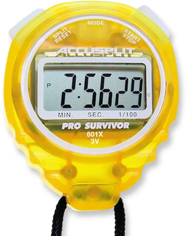 Accusplit A601XLN Pro Survivor Stopwatch - Split Timing, Lemon Case, 24 Hours Function, Large Digits for Easy Viewing, Training Gear Accessory for Sports & Outdoor Coaches