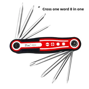 8-in-1 Chrome Vanadium Steel Hex Key Wrench with Hole, Torx, Folding Screwdriver Set, Outdoor Repair Tool Combo